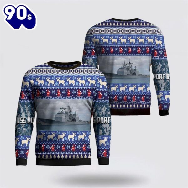 US Navy USS Port Royal Christmas Sweater 3D