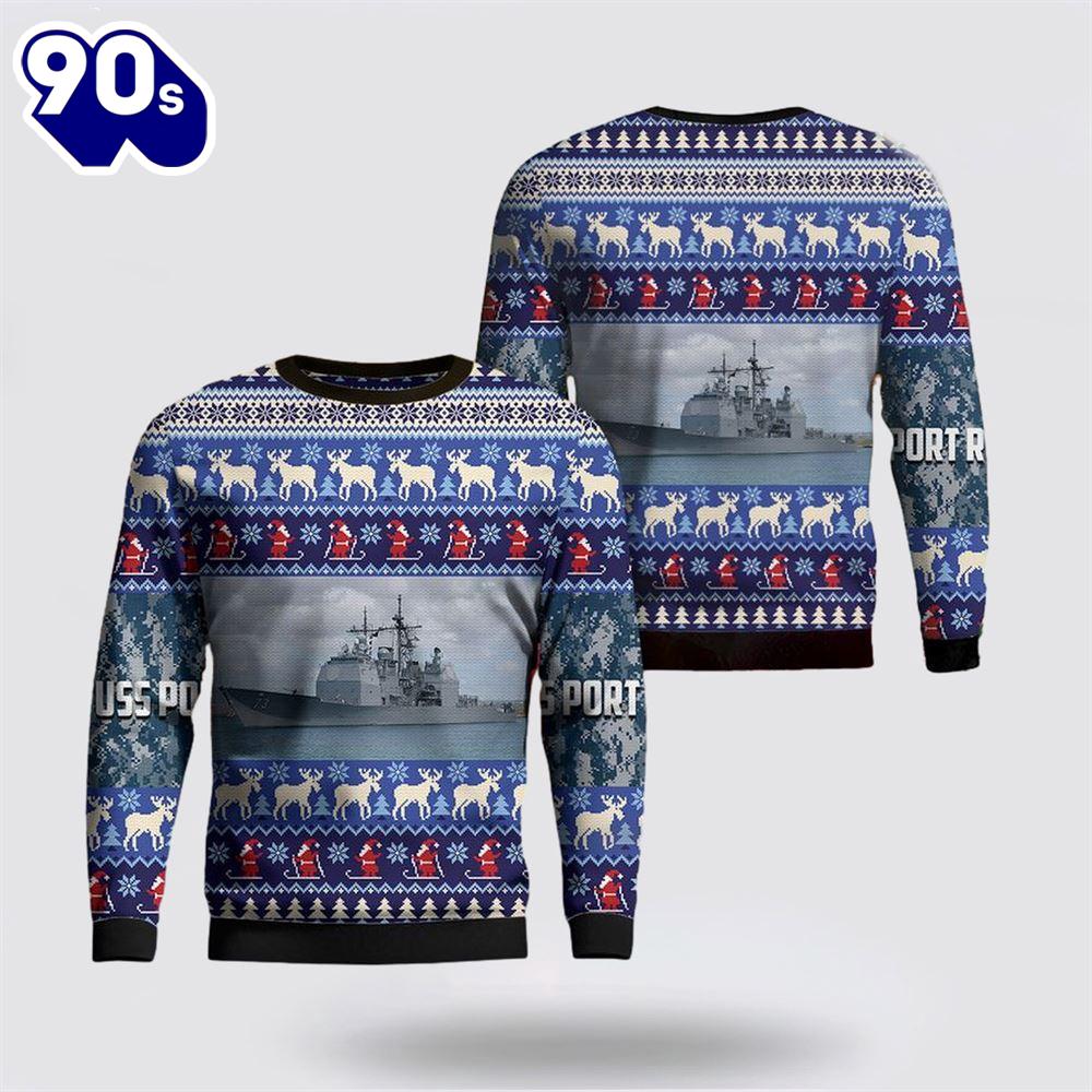 US Navy USS Port Royal Christmas Sweater 3D US Navy USS Port Royal Christmas Sweater 3D