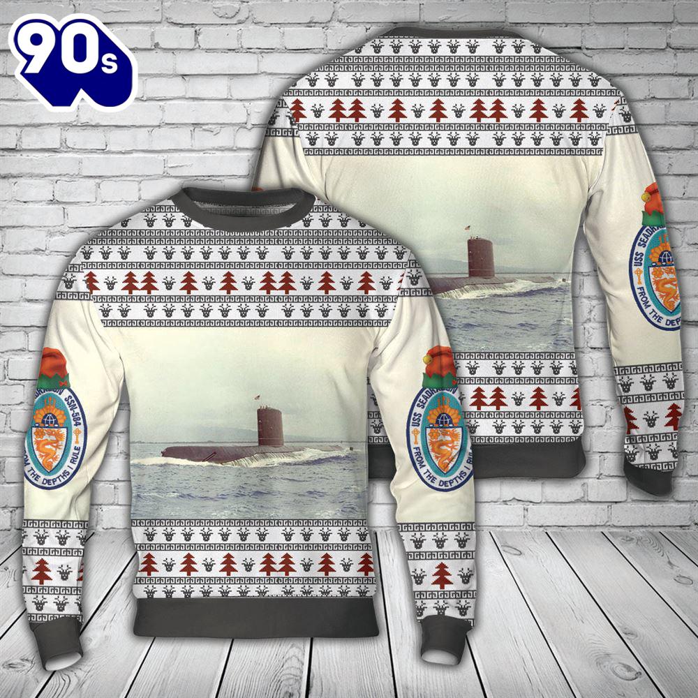US Navy USS Seadragon SSN- 584 Christmas AOP Sweater US Navy USS Seadragon SSN- 584 Christmas AOP Sweater