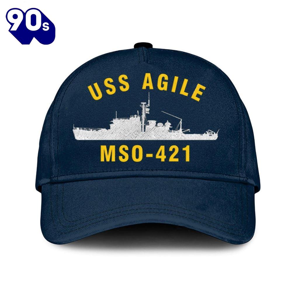 Us Navy Veteran Uss Agile Mso-421 Classic Embroidered Cap Us Navy Veteran Uss Agile Mso-421 Classic Embroidered Cap