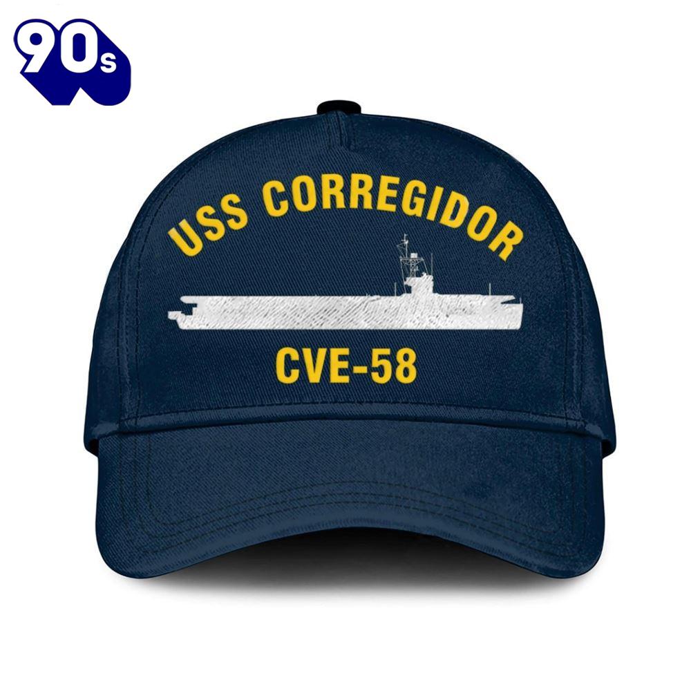 Us Navy Veteran Uss Corregidor Cve-58 Classic Embroidered Cap Us Navy Veteran Uss Corregidor Cve-58 Classic Embroidered Cap