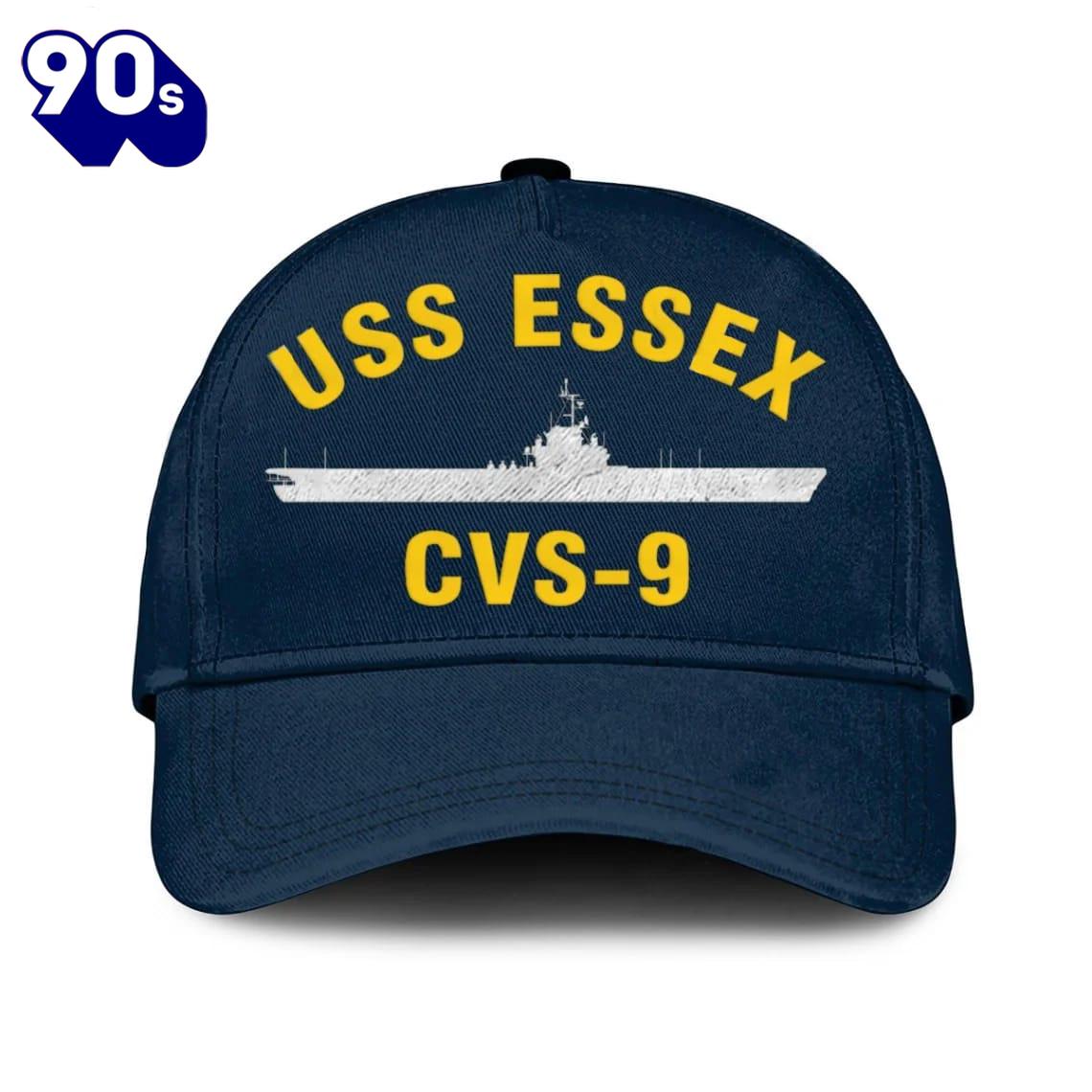 Us Navy Veteran Uss Essex Cvs-9 Classic Embroidered Cap Us Navy Veteran Uss Essex Cvs-9 Classic Embroidered Cap