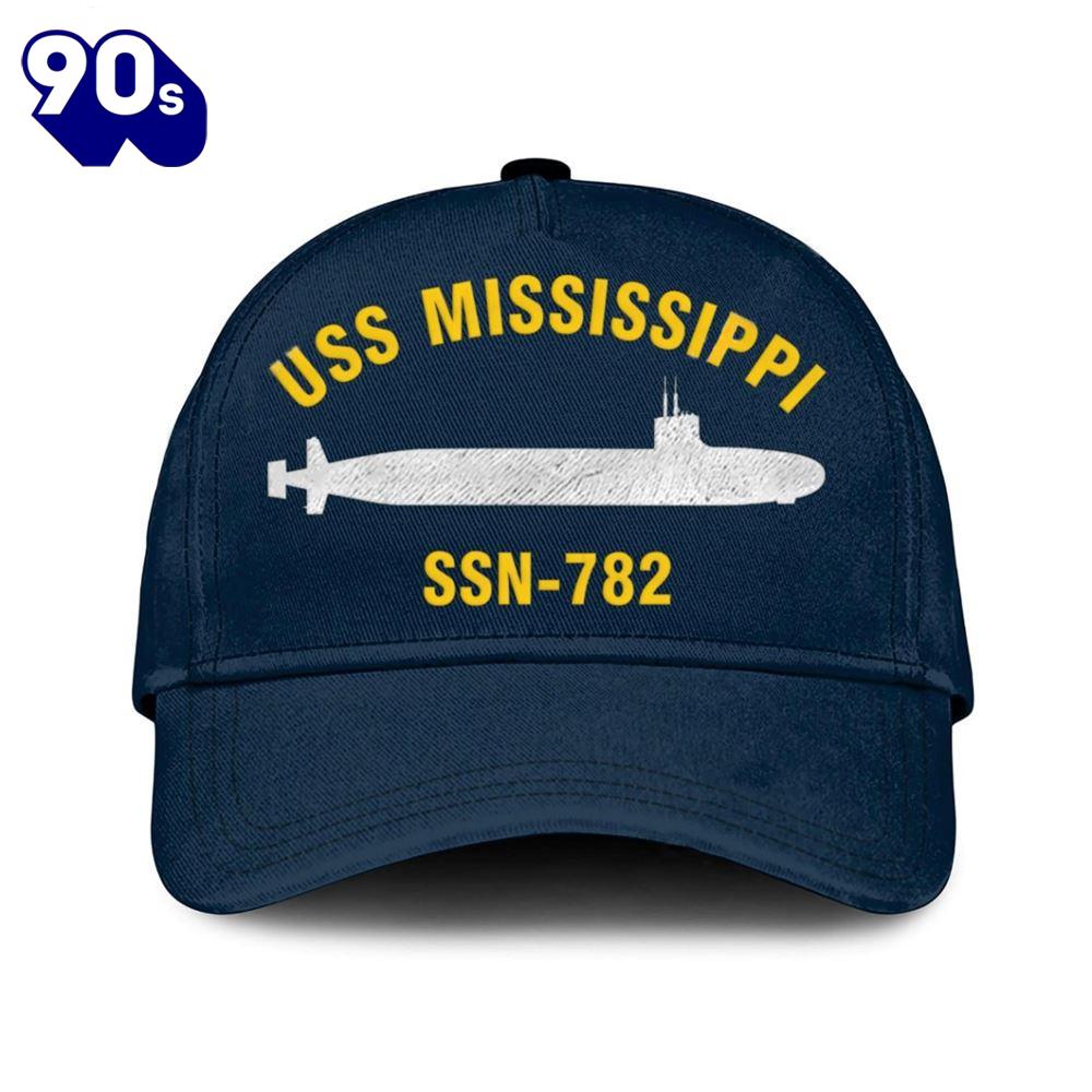 Us Navy Veteran Uss Mississippi Ssn-782 Classic Embroidered Cap Us Navy Veteran Uss Mississippi Ssn-782 Classic Embroidered Cap