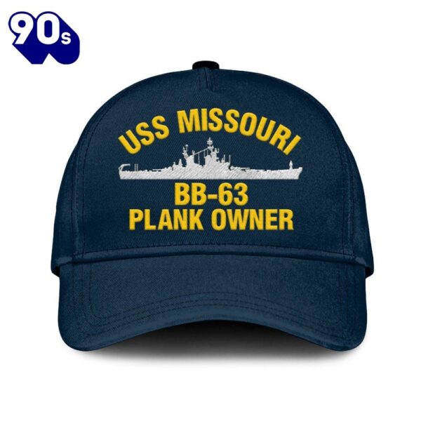 Us Navy Veteran Uss Missouri Bb-63 Plank Owner Classic Embroidered Cap