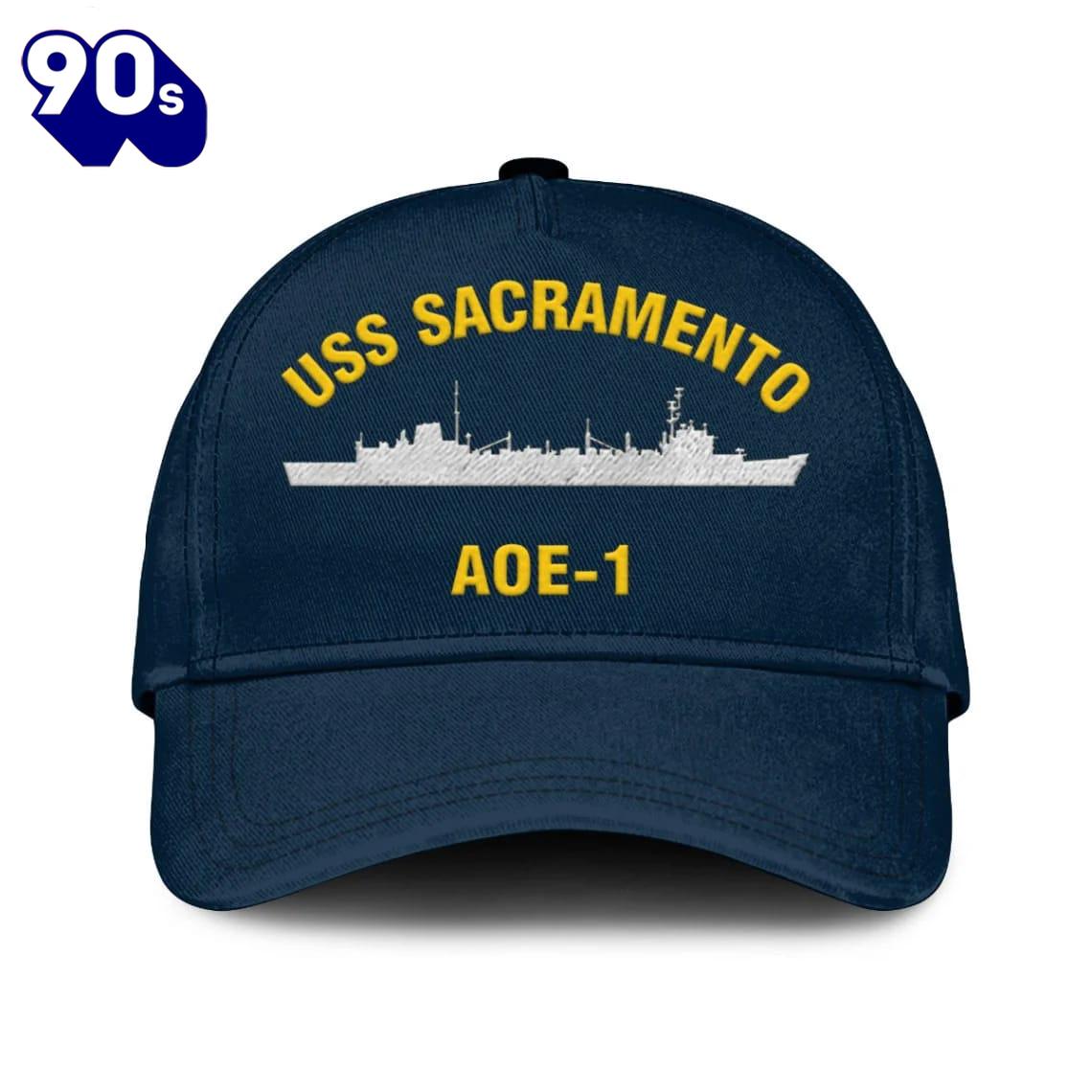 Us Navy Veteran Uss Sacramento Aoe-1 Classic Embroidered Cap Us Navy Veteran Uss Sacramento Aoe-1 Classic Embroidered Cap