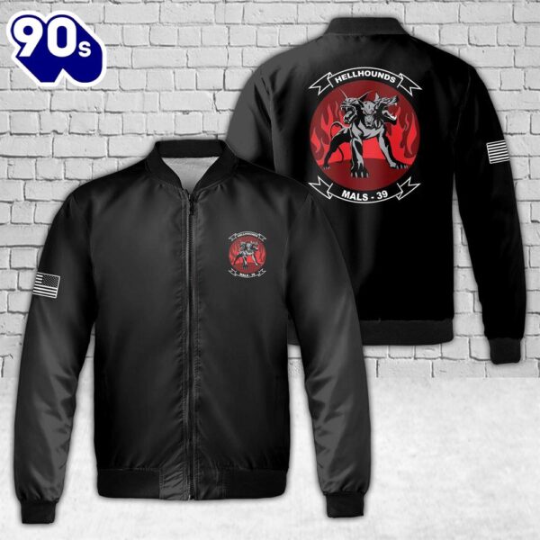 USMC MALS-39 Hellhounds AOP Fleece Bomber Jacket
