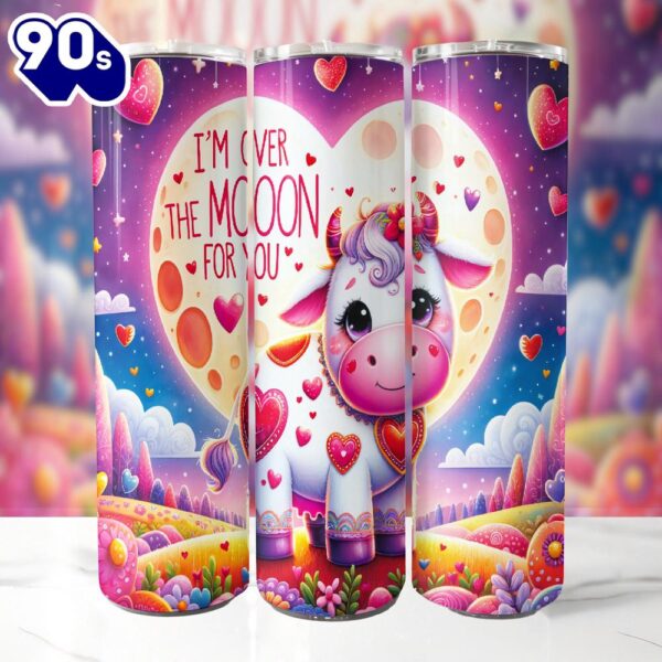 Valentines Day Cow 20 Oz Skinny Tumbler, Valentine Tumbler