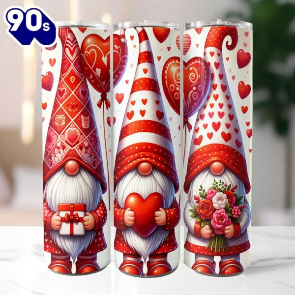 Valentines Day Gnomes Tumbler, 20 oz Skinny Tumbler, Gnome Tumbler, Valentine Tumbler