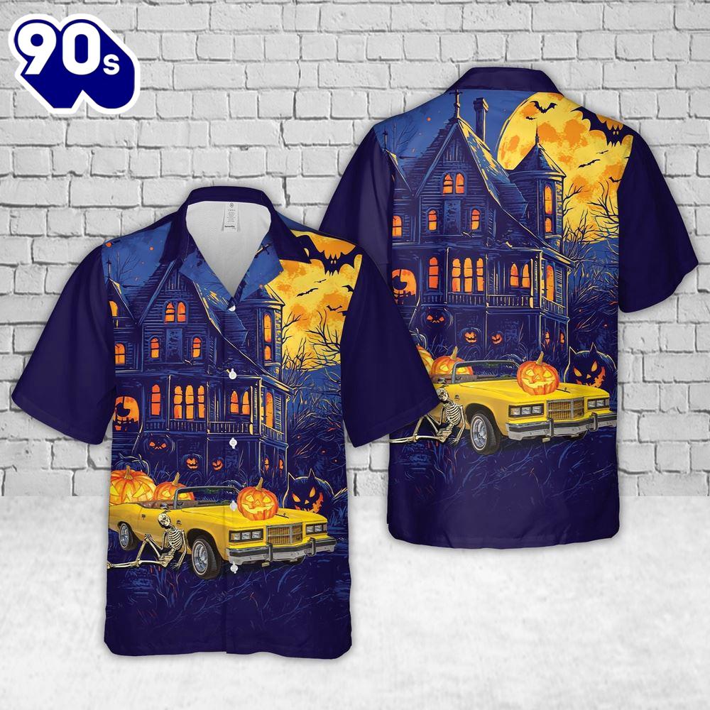 Veteran Halloween, 1975 Pontiac Grand Ville Brougham Convertible Halloween Hawaiian Shirt For Man And Women Veteran Halloween, 1975 Pontiac Grand Ville Brougham Convertible Halloween Hawaiian Shirt For Man And Women