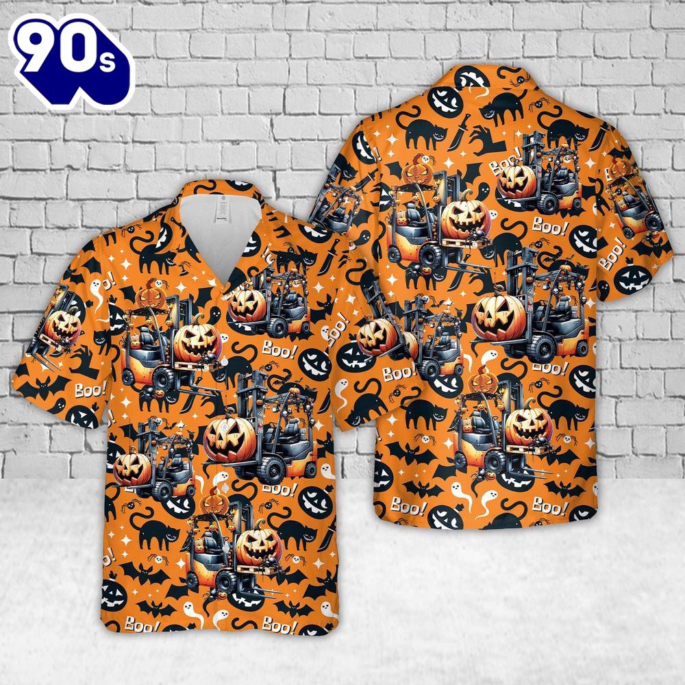 Veteran Halloween, Halloween Forklift Hawaiian Shirt For Man And Women Veteran Halloween, Halloween Forklift Hawaiian Shirt For Man And Women