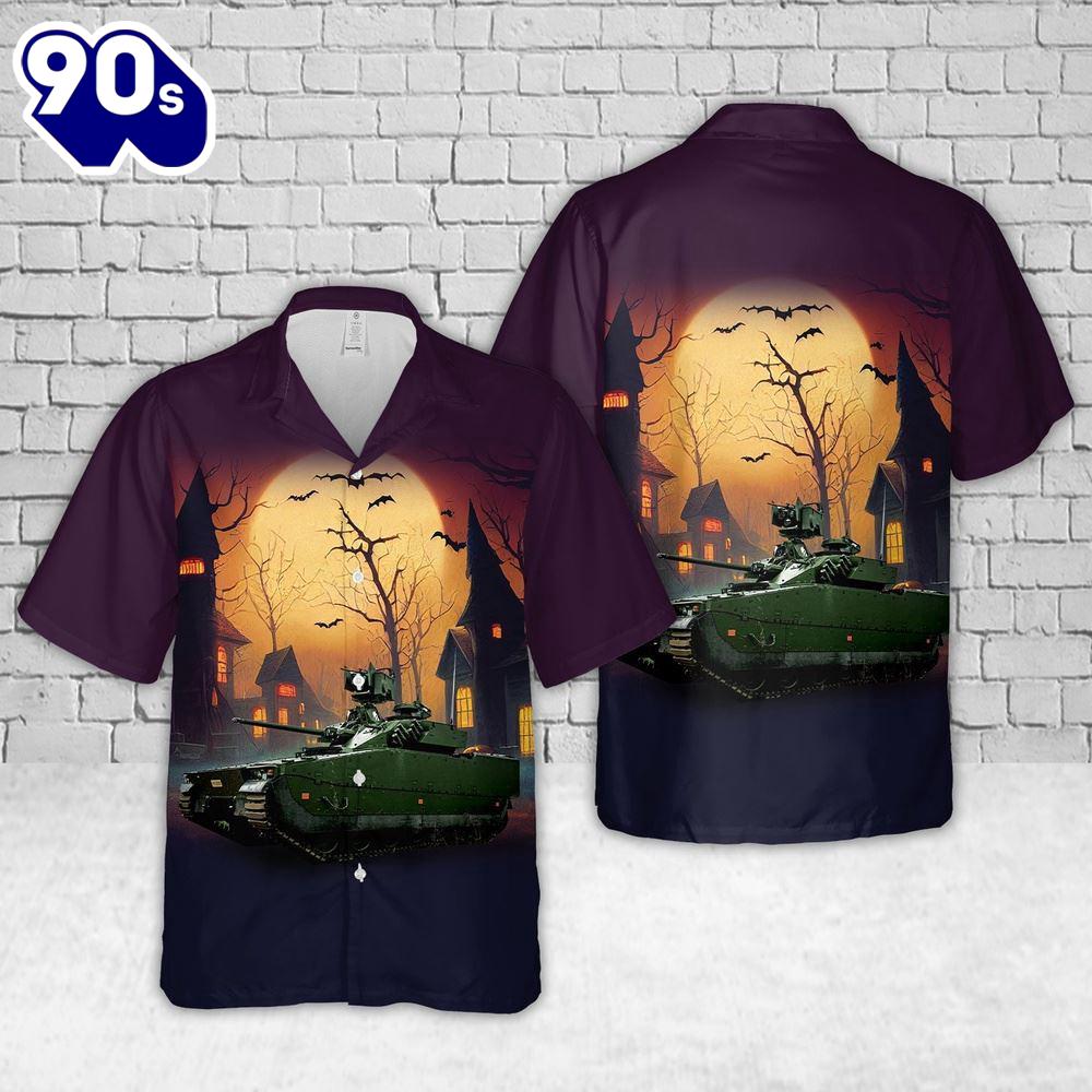 Veteran Halloween, Norwegian Army Cv90 Infantry Fighting Vehicle Halloween Hawaiian Shirt For Man And Women Veteran Halloween, Norwegian Army Cv90 Infantry Fighting Vehicle Halloween Hawaiian Shirt For Man And Women