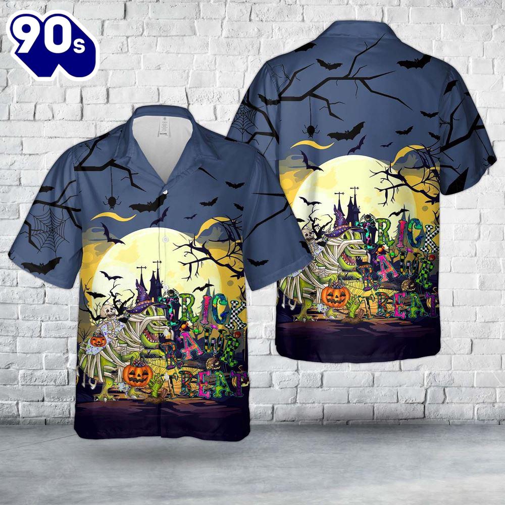 Veteran Halloween, Trick Rawr Treat Happy Halloween Hawaiian Shirt For Man And Women Veteran Halloween, Trick Rawr Treat Happy Halloween Hawaiian Shirt For Man And Women