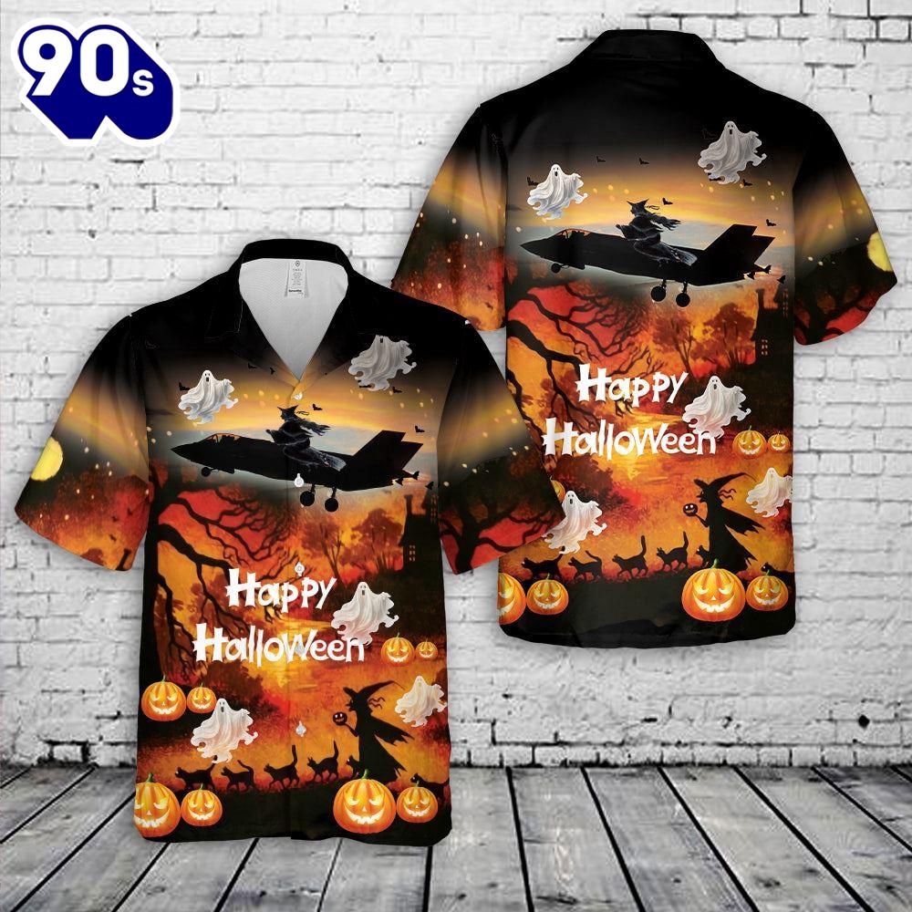 Veteran Halloween, Us Air Force F-35 Happy Halloween Hawaiian Shirt For Man And Women Veteran Halloween, Us Air Force F-35 Happy Halloween Hawaiian Shirt For Man And Women