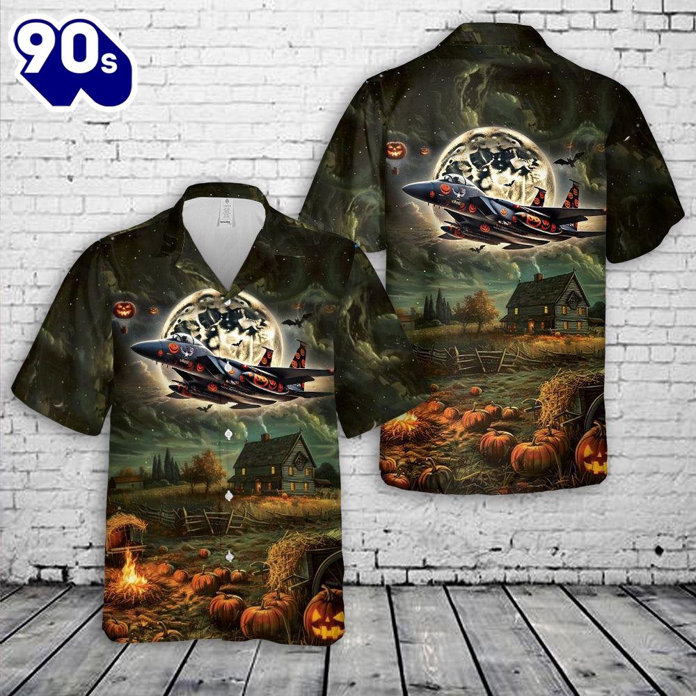 Veteran Halloween, Us Air Force Mcdonnell Douglas F-15 Eagle Halloween Hawaiian Shirt For Man And Women Veteran Halloween, Us Air Force Mcdonnell Douglas F-15 Eagle Halloween Hawaiian Shirt For Man And Women
