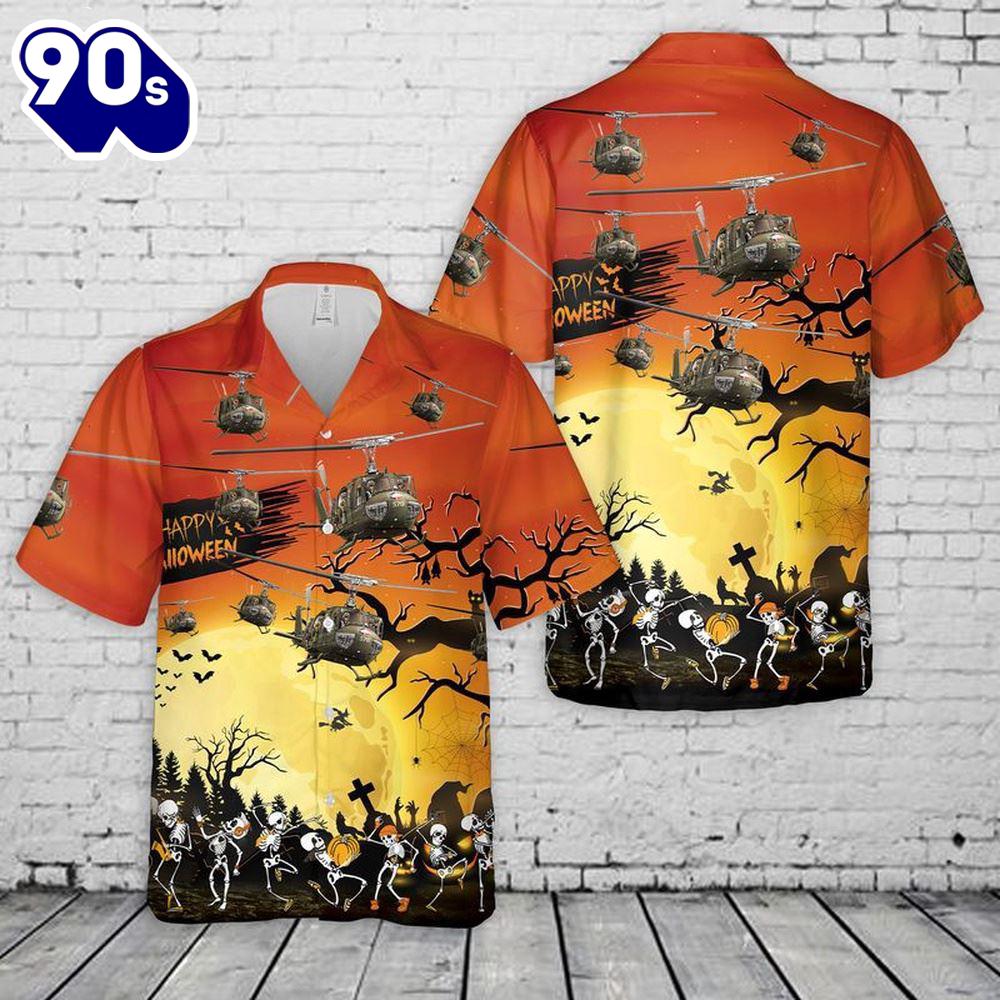 Veteran Halloween, Us Army Bell Uh-1 Huey Halloween Hawaiian Shirt For Man And Women Veteran Halloween, Us Army Bell Uh-1 Huey Halloween Hawaiian Shirt For Man And Women