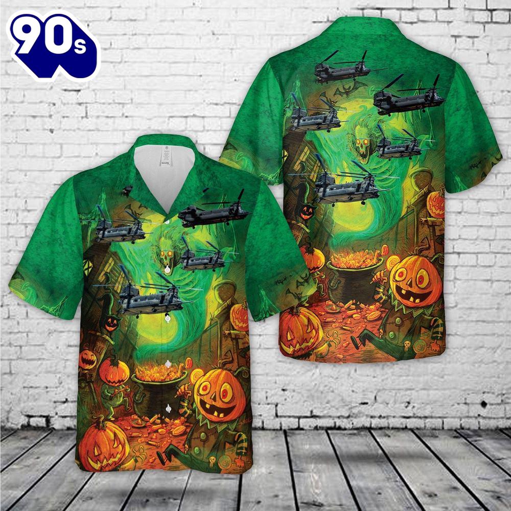 Veteran Halloween, Us Army Boeing Mh-47g Chinook Halloween Hawaiian Shirt For Man And Women Veteran Halloween, Us Army Boeing Mh-47g Chinook Halloween Hawaiian Shirt For Man And Women