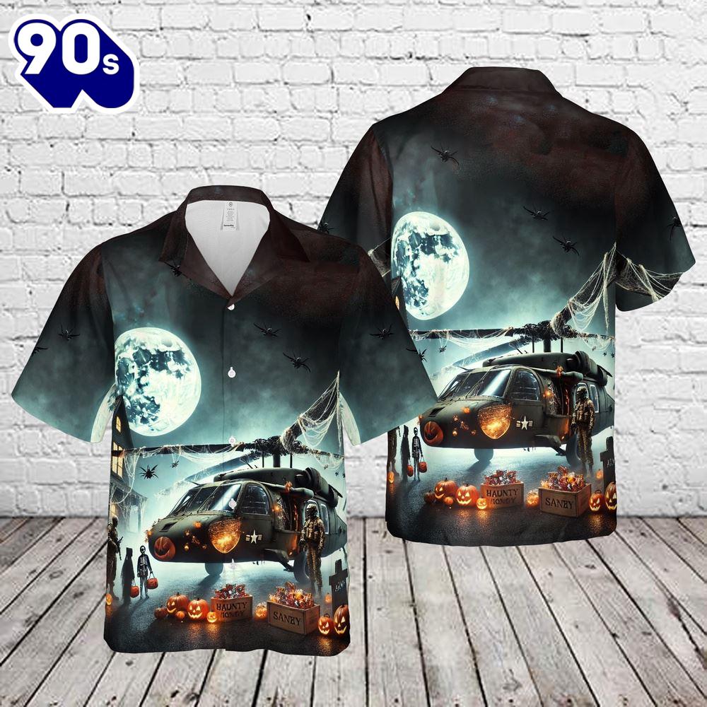 Veteran Halloween, Us Army Helicopter Halloween Hawaiian Shirt For Man And Women Veteran Halloween, Us Army Helicopter Halloween Hawaiian Shirt For Man And Women
