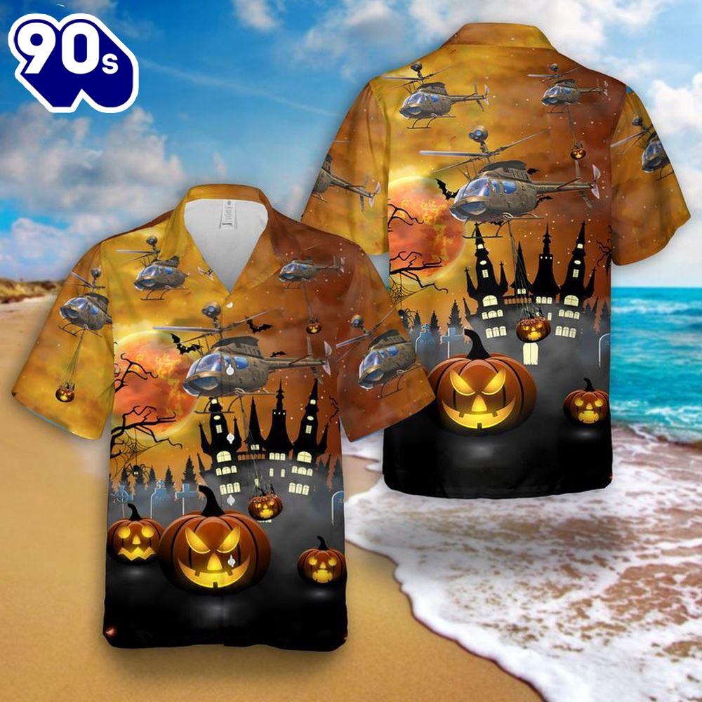 Veteran Halloween, Us Army Oh-58 Kiowa Halloween Hawaiian Shirt For Man And Women Veteran Halloween, Us Army Oh-58 Kiowa Halloween Hawaiian Shirt For Man And Women