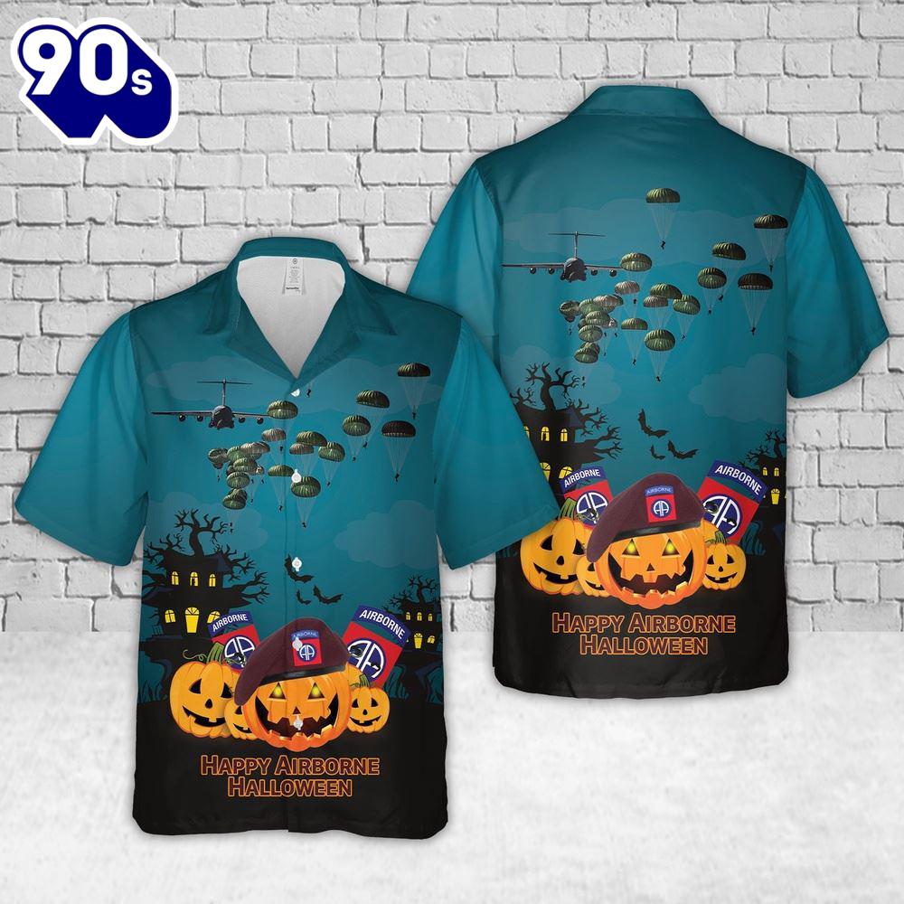 Veteran Halloween, Us Army Paratroopers With The 82nd Airborne Division Parachute Halloween Hawaiian Shirts For Man And Women Veteran Halloween, Us Army Paratroopers With The 82nd Airborne Division Parachute Halloween Hawaiian Shirts For Man And Women