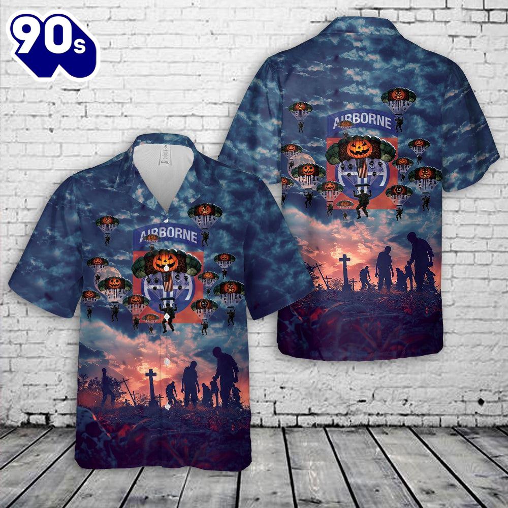Veteran Halloween, Us Army Paratroopers With The 82nd Airborne Division Parachute Halloween Veterans Hawaiian Shirt For Man And Women Veteran Halloween, Us Army Paratroopers With The 82nd Airborne Division Parachute Halloween Veterans Hawaiian Shirt For Man And Women