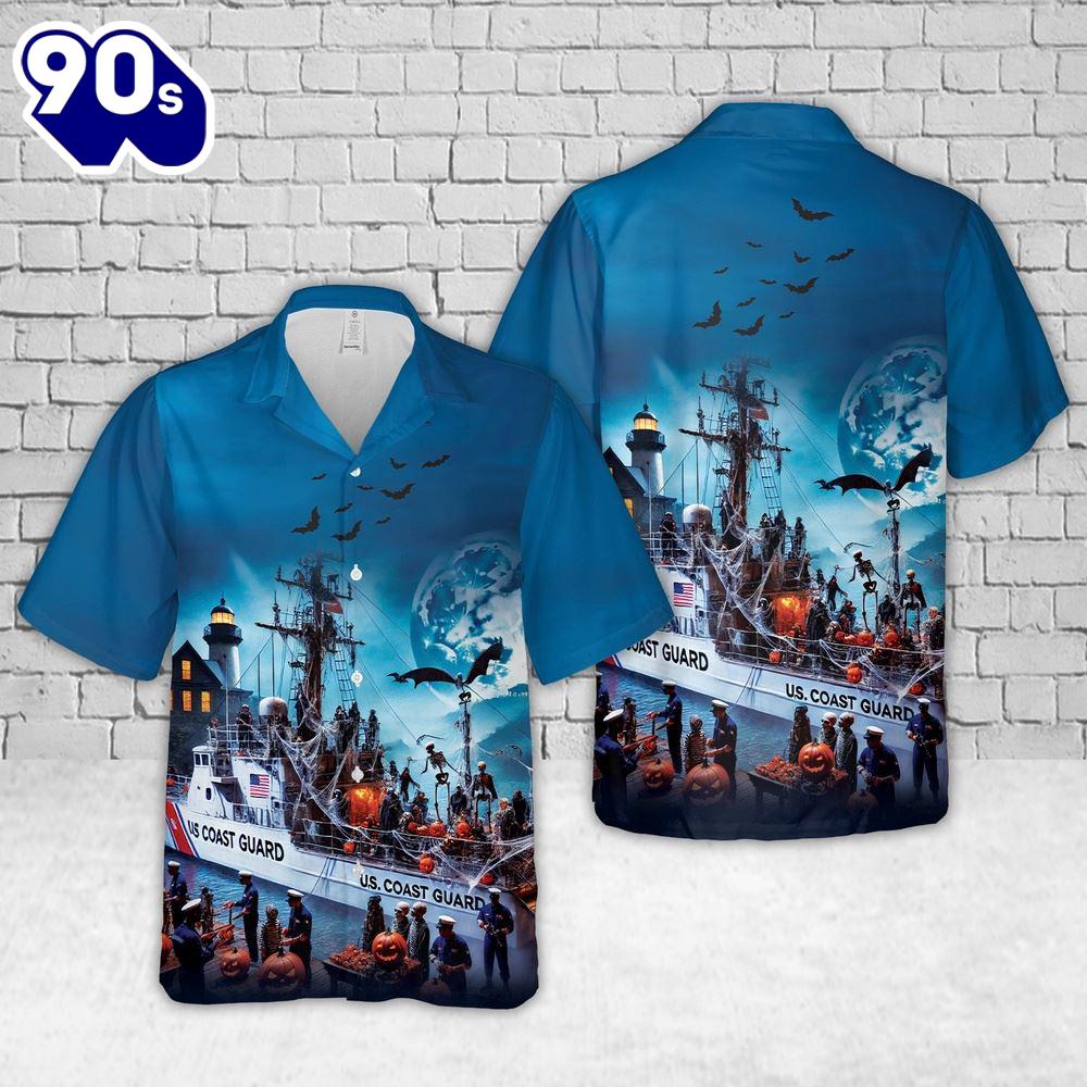 Veteran Halloween, Us Coast Guard Halloween Hawaiian Shirt For Man And Women Veteran Halloween, Us Coast Guard Halloween Hawaiian Shirt For Man And Women