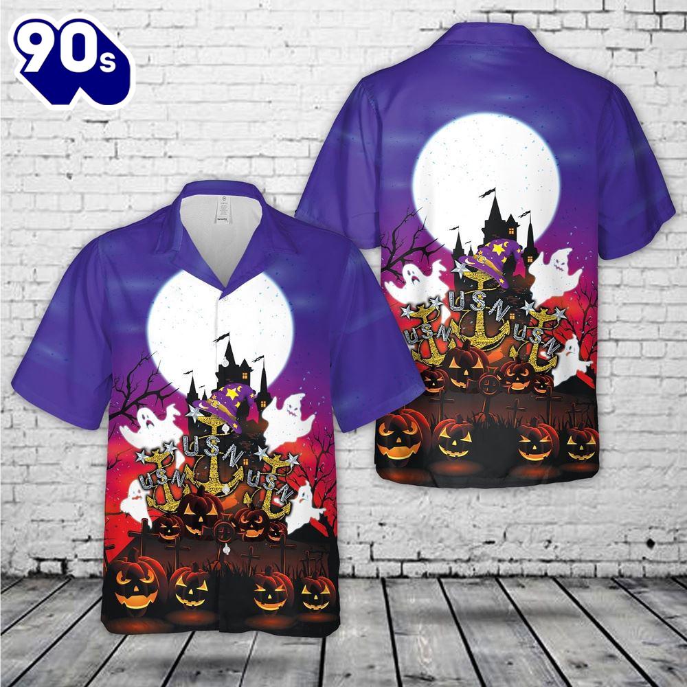 Veteran Halloween, Us Navy Master Chief Anchor Halloween Hawaiian Shirt For Man And Women Veteran Halloween, Us Navy Master Chief Anchor Halloween Hawaiian Shirt For Man And Women