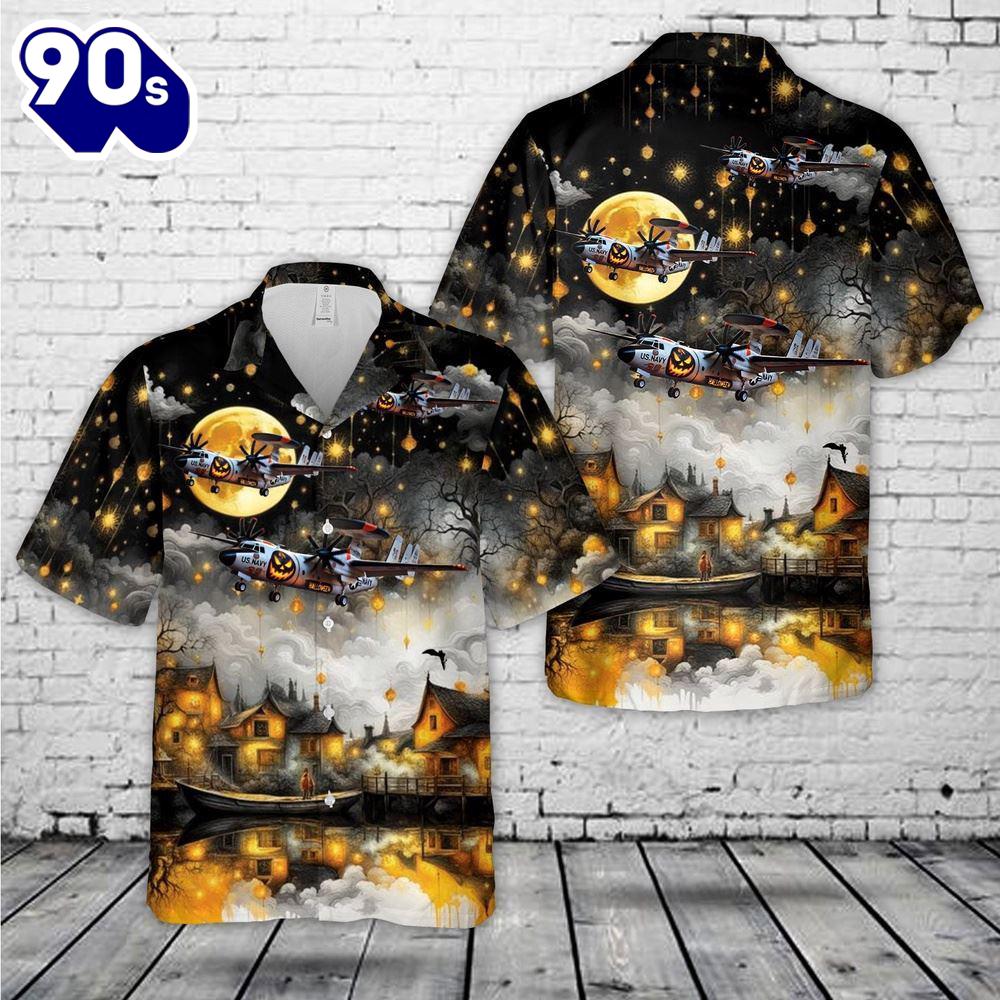 Veteran Halloween, Us Navy Northrop Grumman E-2 Hawkeye Halloween Hawaiian Shirt For Man And Women Veteran Halloween, Us Navy Northrop Grumman E-2 Hawkeye Halloween Hawaiian Shirt For Man And Women