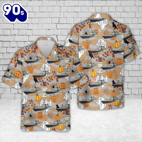Veteran Halloween, Us Navy Uss Cole (Ddg-67) Arleigh Burke-Class Destroyer Halloween Hawaiian Shirt For Man And Women