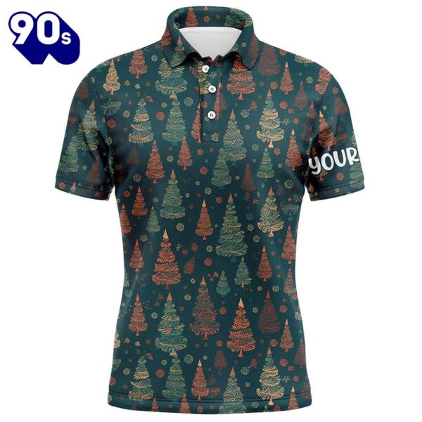 Vintage Christmas Trees Mens Golf Polo Shirts Custom    Gift Christmas