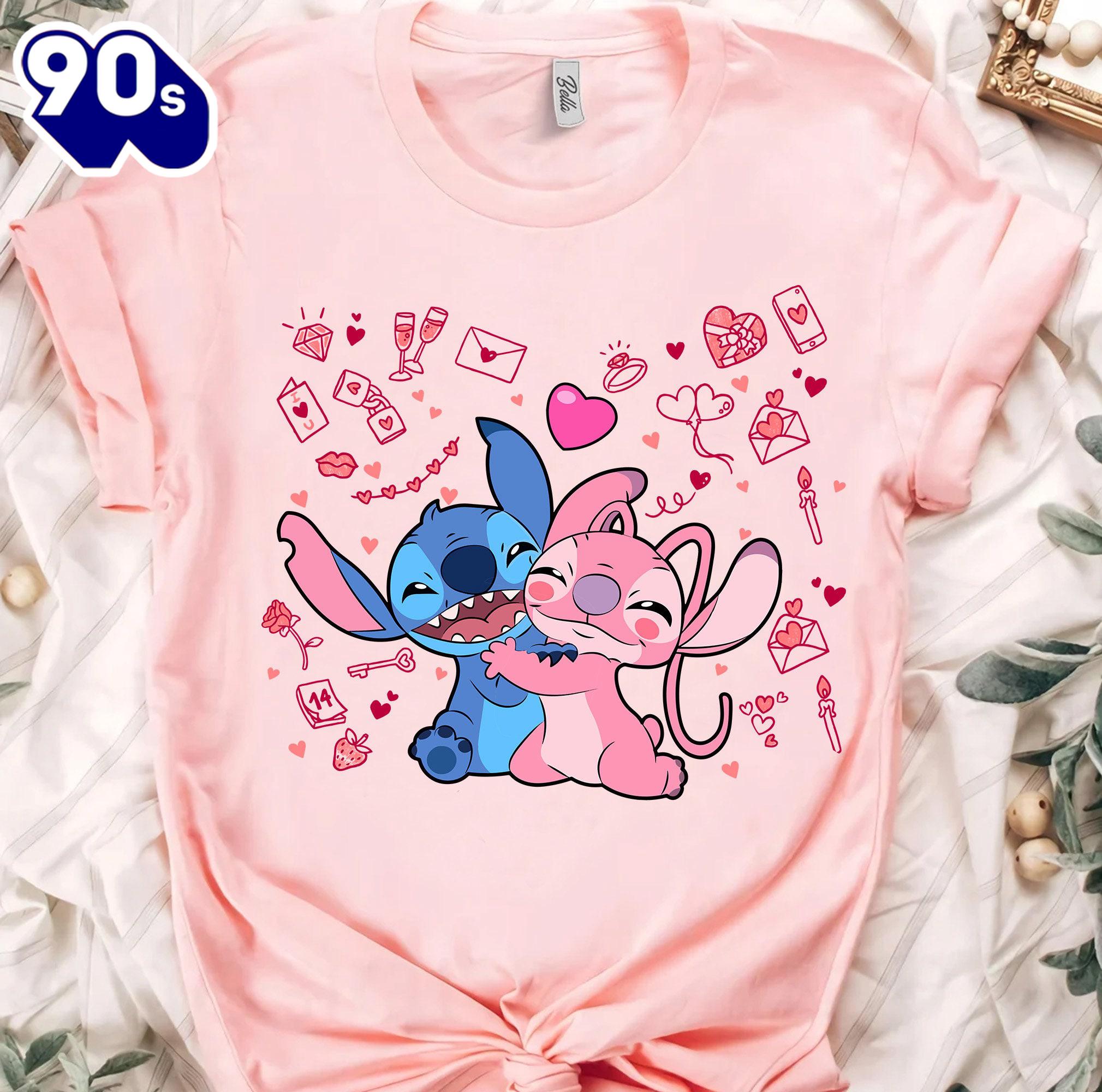 Vintage Disney Lilo And Stitch Hug Couple Valentine Sweet T-Shirt Gift Summer Vintage Disney Lilo And Stitch Hug Couple Valentine Sweet T-Shirt Gift Summer