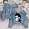Vintage Elvis Presley Women’s Gift Christmas Denim Hood Jacket For Fans – Elvis Hooded Denim Jacket
