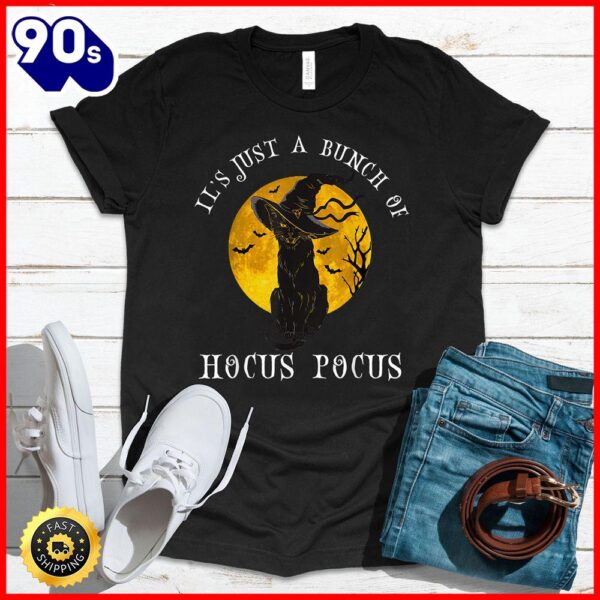 Halloween 2025  Vintage Halloween Black Cat It’s Just A Bunch Of Hocus Pocus T-Shirt