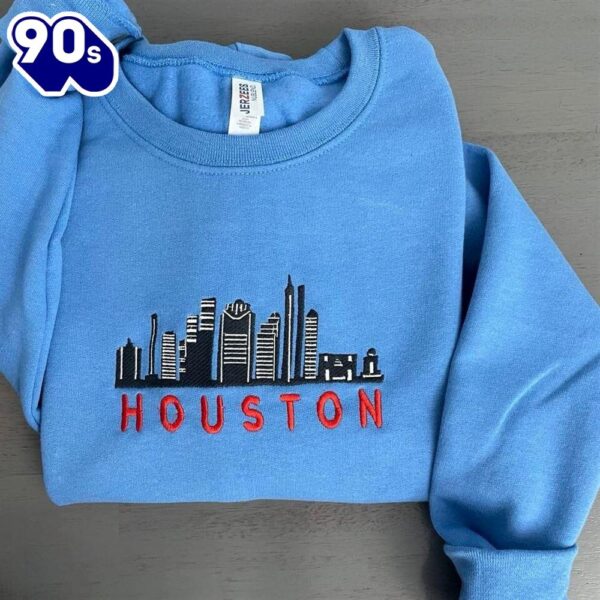 Vintage Houston Embroidered Sweatshirt Gift Christmas
