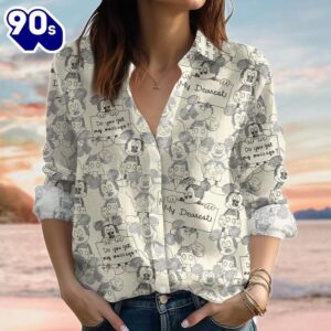 Vintage Mickey Mouse Look-Linen Shirt,…