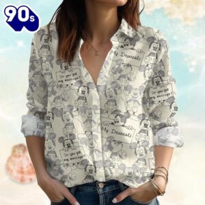 Vintage Mickey Mouse Look-Linen Shirt,…