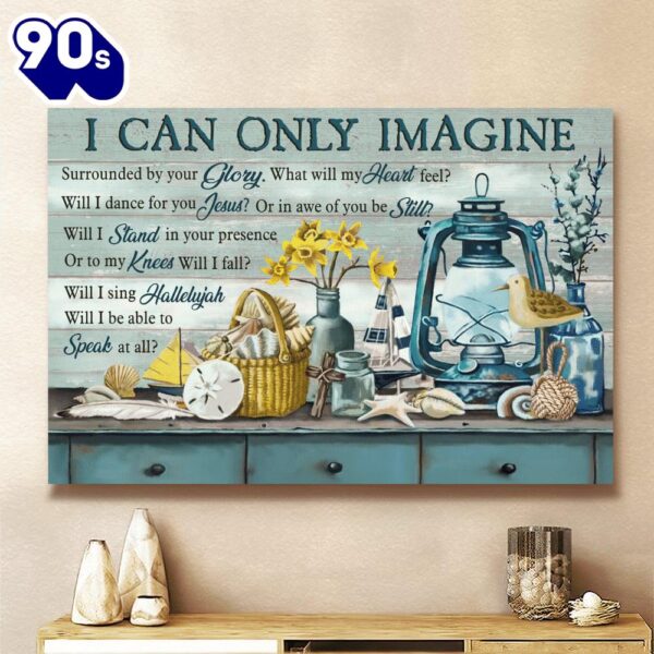Vintage Painting Ocean Theme I Can Only Imagine Jesus Canvas Wall Art