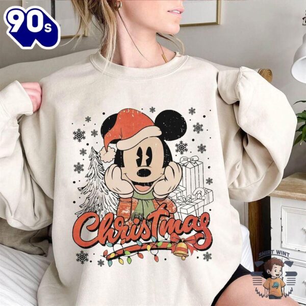 Vintage Retro Disney Mickey Christmas Sweatshirt Gift Xmas
