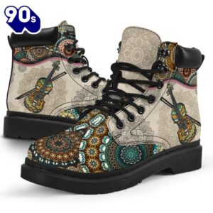 Violin Vintage Mandala Asboot Music Gift All Season Boots