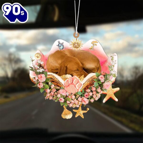 Vizsla Sleeping In The Seashell Ornament, Gift For Christmas