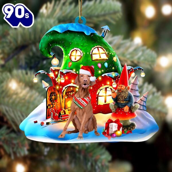 Vizsla With Rudolph’s House Christmas Ornament, Gift For Christmas