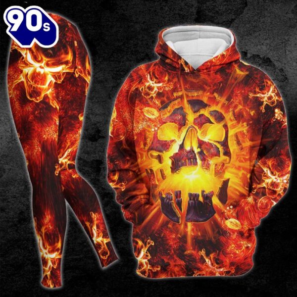 Volcano Skull Print Combo Hoodie And Leggings