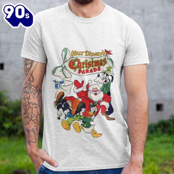 Walt Disney’s Christmas Parade Mickey Goofy Donald Duck and Santa Christmas T-shirt