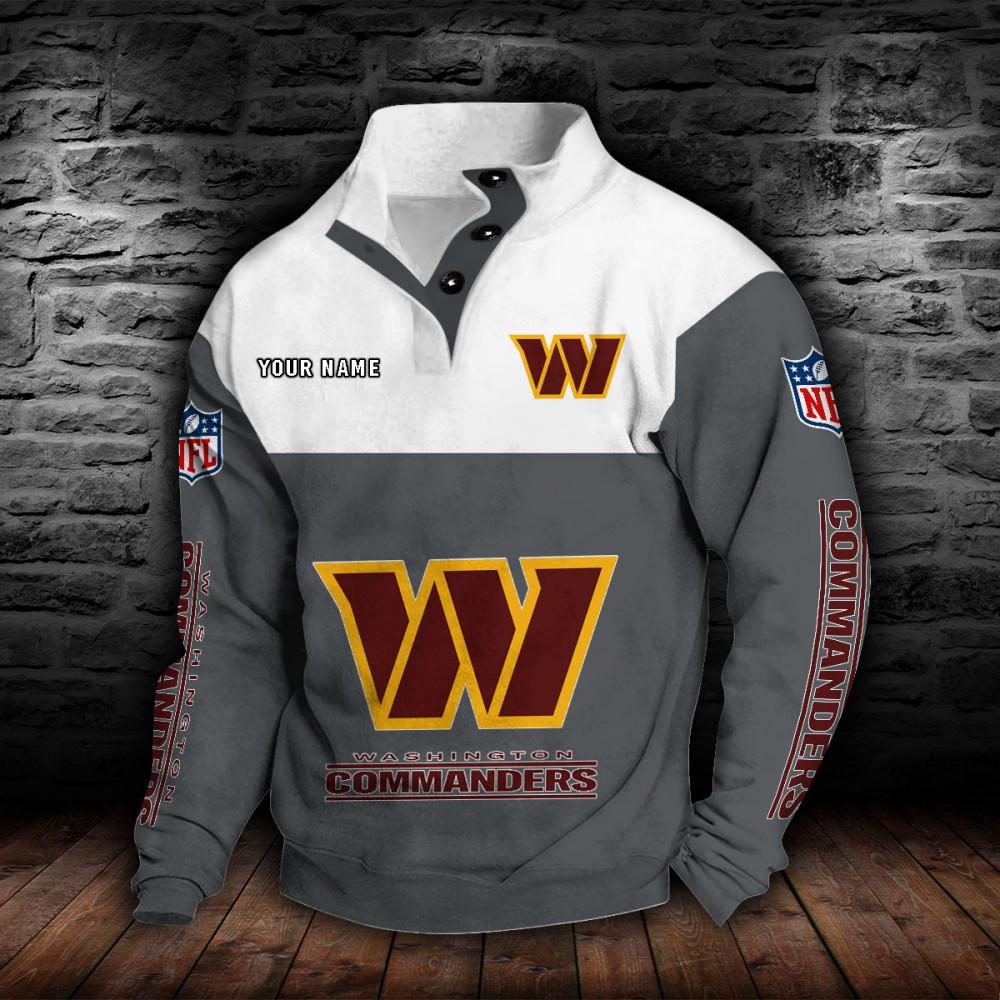 Washington Commanders Double Breasted Stand Collar Hoodie Washington Commanders Double Breasted Stand Collar Hoodie