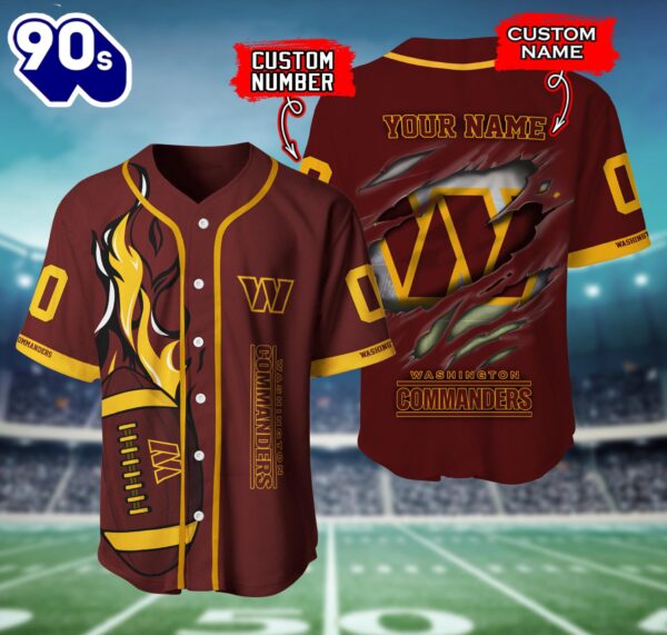 Washington Commanders NFL 3D Personalized Baseball Shirt For Fans