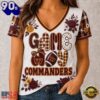 Washington Commanders NFL Football Flowers Team Pride V Neck T Shirt, NFL Fan V Neck Shirt