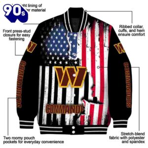 Washington Commanders Patriotic Theme Black Jacket