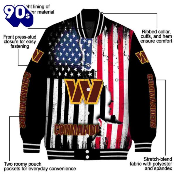 Washington Commanders Patriotic Theme Black Jacket