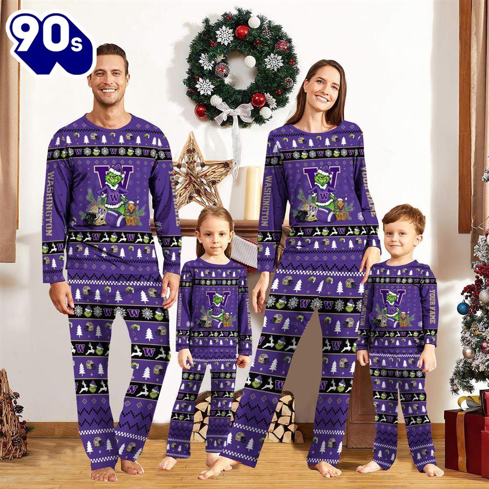 Washington Huskies NCAA Custom Name Grinch Christmas And Sport Team Pajama Set Gift Christmas Washington Huskies NCAA Custom Name Grinch Christmas And Sport Team Pajama Set Gift Christmas