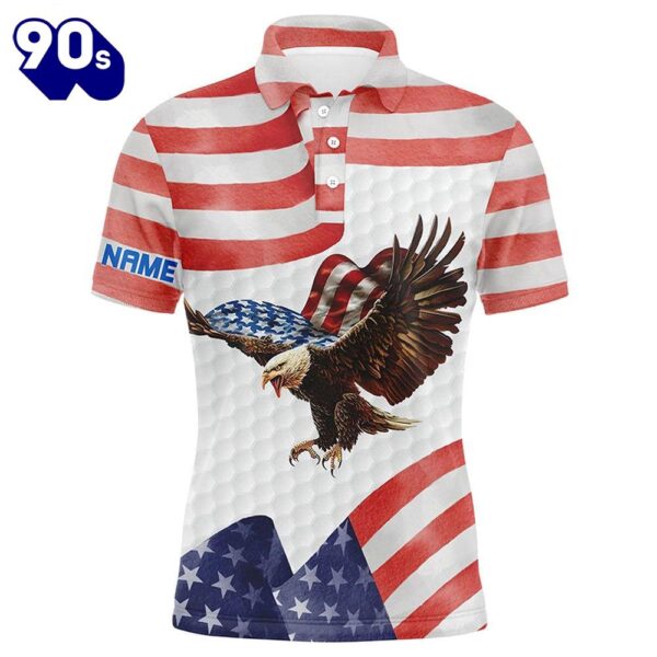 Watercolor American Flag Mens Golf Polo Shirt Us Eagle Patriotic    Gift Christmas