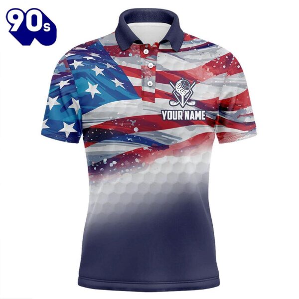 Watercolor American Flag Mens Golf Polo Shirts Custom Patriotic    Gift Christmas